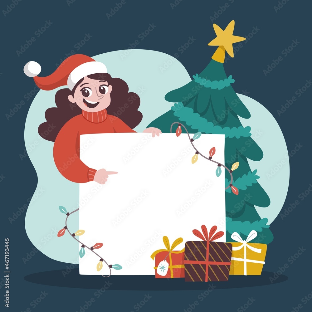 christmas character holding blank banner vector design illustration christmas character holding blank banner vector design illustration