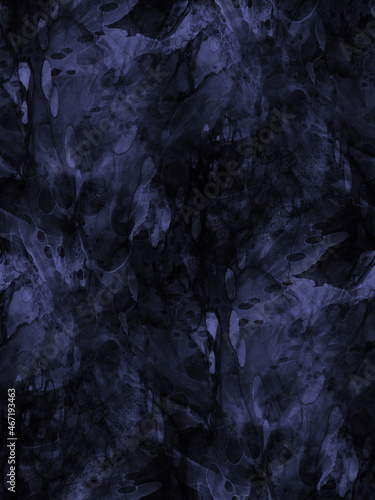 Abstract blue stains. Ink on paper texture. Seamless pattern. 