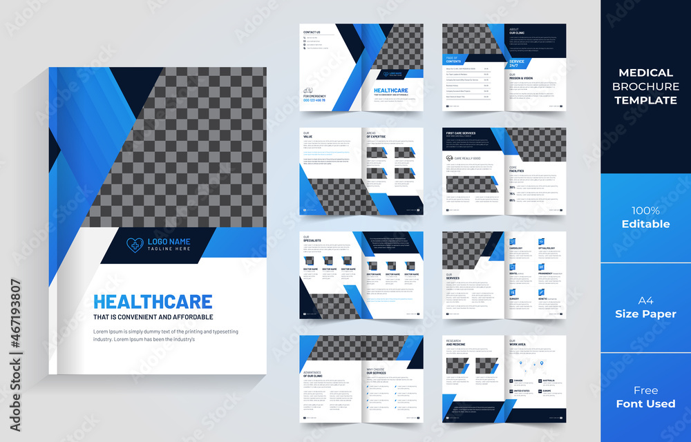 Medical brochure template, Healthcare annual report design, 16 Page Hospital profile template layout Medical brochure template, Healthcare annual report design, 16 Page Hospital profile template layout