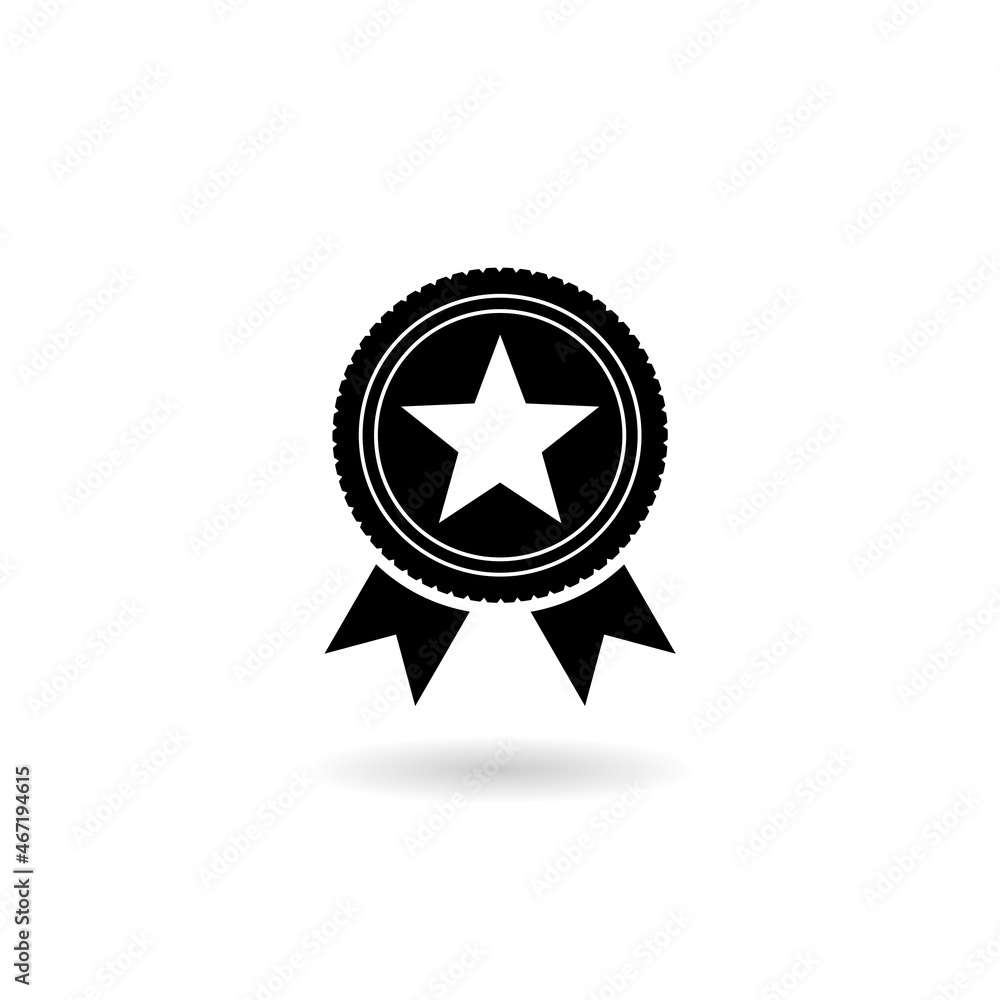 Badge star icon with shadow isolated on white background Badge star icon with shadow isolated on white background