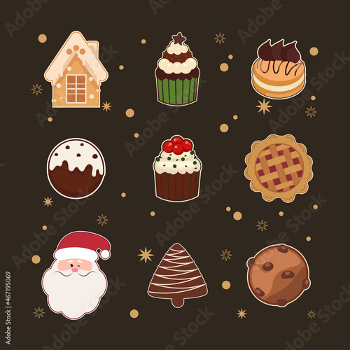 Christmas cookies set vector background