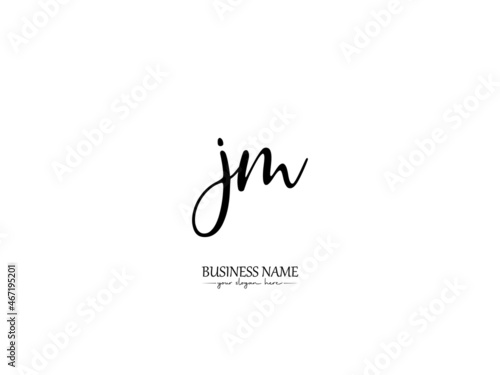 initial JM Logo, Signature JM j m Letter Logo Icon Vector Stock