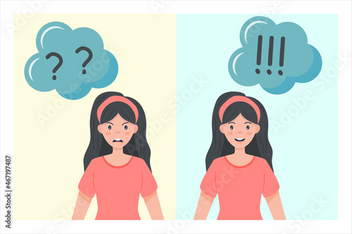 Learning and Growing Children. A Cute Girl thinking. Think not, do not understand, Think out.