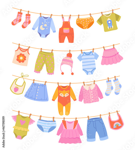 Clothes on ropes concept
