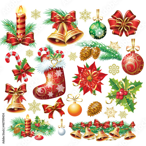 Christmas and Happy New Year objects collection