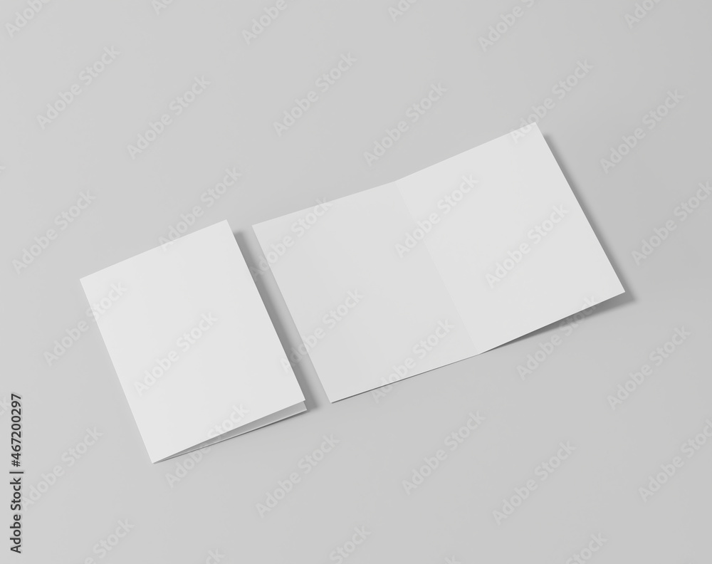 Blank two-leaf fold paper on the empty background, a4 brouchure, two fold leaflet Blank two-leaf fold paper on the empty background, a4 brouchure, two fold leaflet