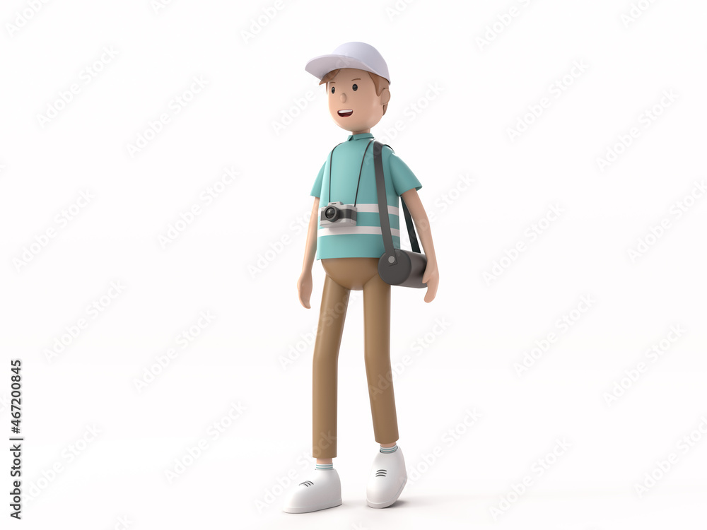 3D Character with young traveler man 3D Character with young traveler man