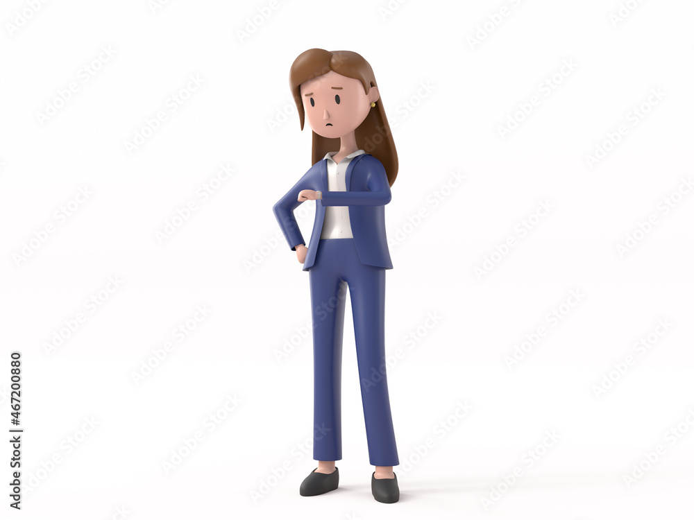 3D Character young working woman
