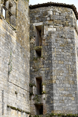 tour du château de larressingle dans le gers avec sa toiture photo