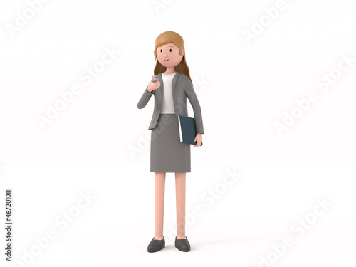 3D Character of young businesswoman