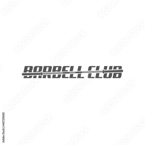 logo athletic club for bodybuilding, powerlifting, weightlifting, crossfit and fitness training. Barbell club logo vintage design isolated on background. Emblem for gym and heavy training of strongman