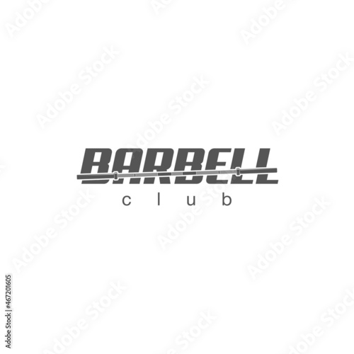 logo athletic club for bodybuilding, powerlifting, weightlifting, crossfit and fitness training. Barbell club logo vintage design isolated on background. Emblem for gym and heavy training of strongman