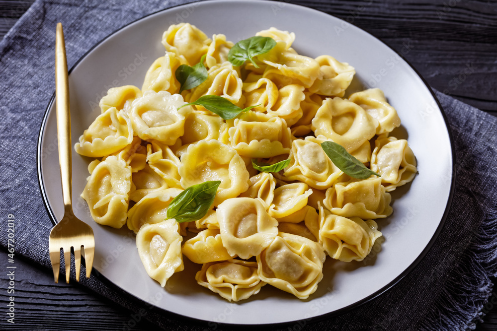 tortelloni with cheese filling on a plate