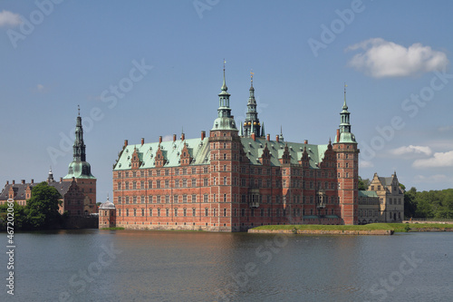 Medieval castle on lake. Frederiksborg, Hillerod, Denmark