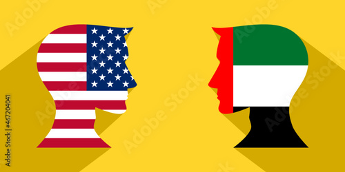 face to face concept. usa vs uae. vector illustration