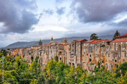 Panoramic view of Sant'Agata de 'Goti, a medieval town of Campania, Italy.