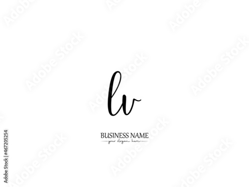 initial LV Logo, Signature LV l v Letter Logo Icon Vector Stock photo