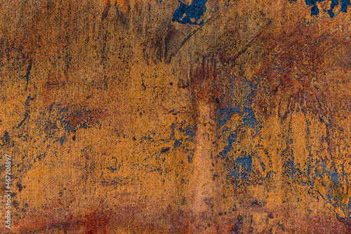 Blue peeling paint and rust