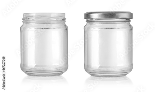 Set of jar glasses isolated on white background