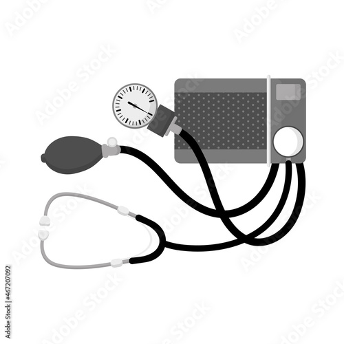 Manual Sphygmomanometer with a stethoscope for measuring blood pressure.