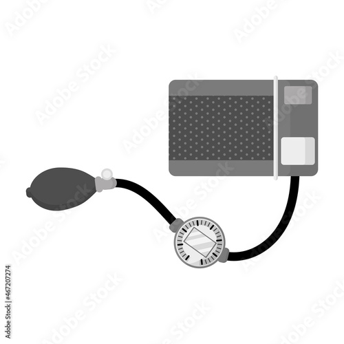 Semi automatic Sphygmomanometer with a stethoscope for measuring blood pressure.
