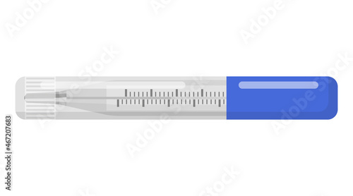 Medical equipment mercury filled thermometer in a box.