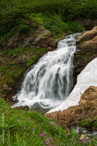 Waterfall in Vatchkazhets valley (former volcano field), Kamchatka, Russia