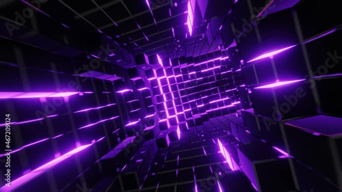 Neon glowing spark motion graphic. Looped animation flash tunnel. Abstract seamless VJ neon HD background