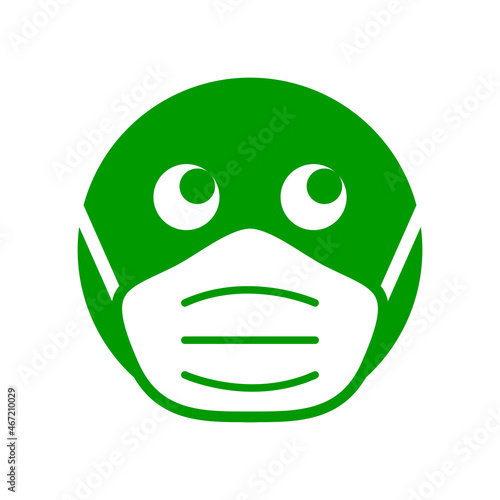 Wear a Mask Warning Sign Showing a Face with a Facemask Icon. Vector Image.