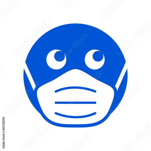 Wear a Mask Warning Sign Showing a Face with a Facemask Icon. Vector Image.