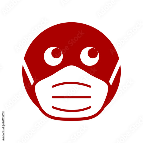 Wear a Mask Warning Sign Showing a Face with a Facemask Icon. Vector Image.