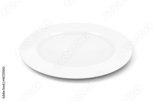 White flat plate. Tableware for food. Isolated on background. Eps10 vector illustration.