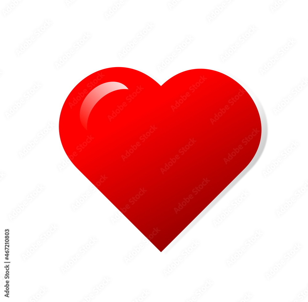 Realistic red heart with shadow - stock vector. Realistic red heart with shadow - stock vector.