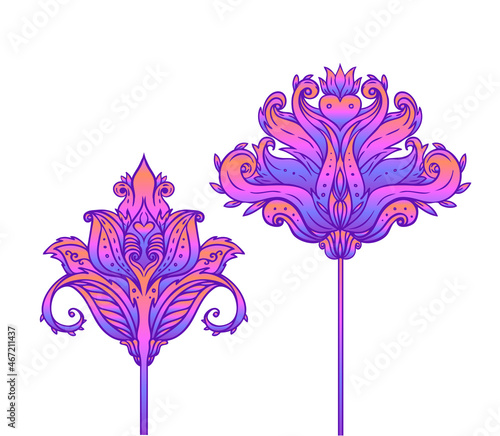 Floral paisley inspired Indian vector colorful ornate seamless pattern. Decor...