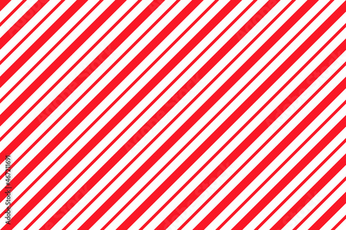 Candy cane striped pattern. Seamless Christmas red background. Peppermint wrapping print. Cute caramel package texture. Xmas holiday diagonal lines. Abstract geometric paper. Vector illustration.