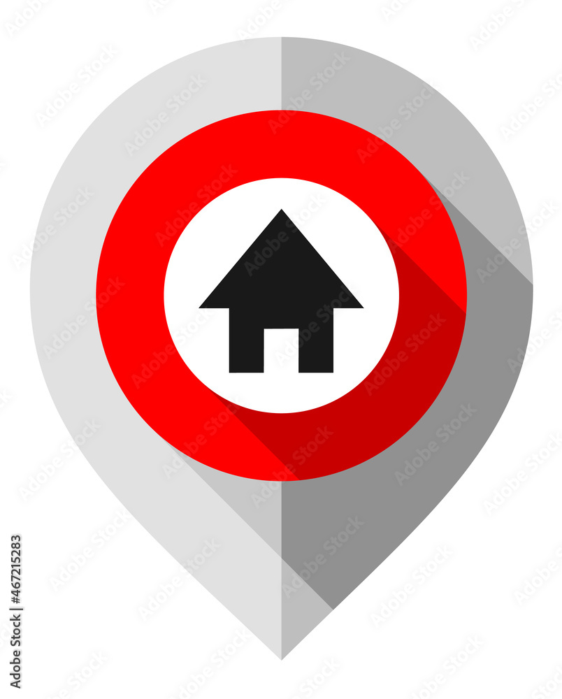 Map pin, symbol of home, gps pointer folded from gray paper Map pin, symbol of home, gps pointer folded from gray paper