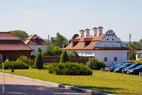 Restored National historical and architectural complex Residence of Bogdan Khmelnitsky, Chigirin city, Cherkasy region, Ukraine. Local ukrainian landmark, hetman building. Soft focus photo