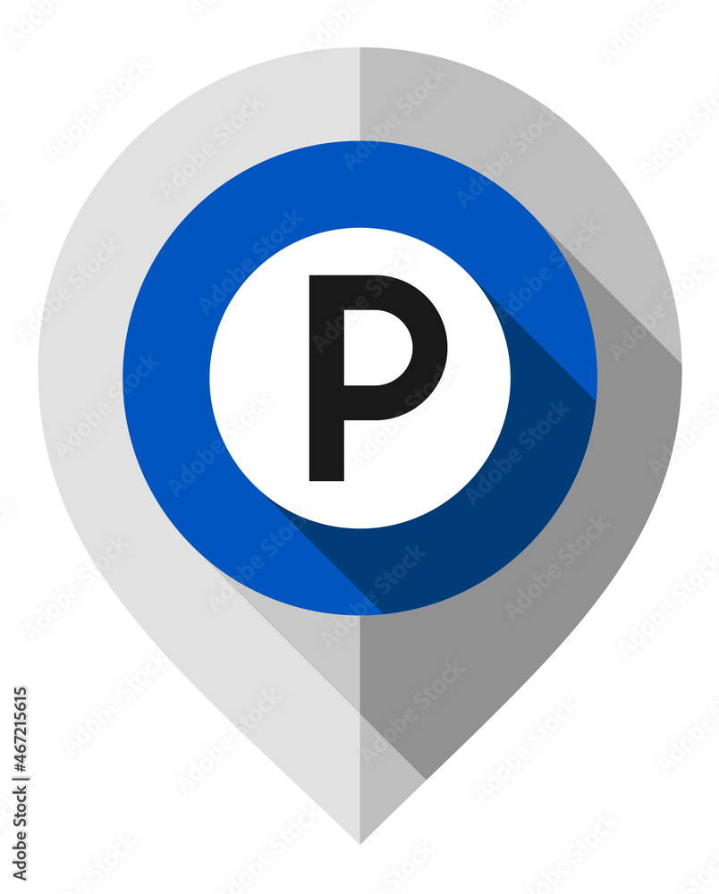 Map pin, Parking symbol, gps pointer folded from gray paper Map pin, Parking symbol, gps pointer folded from gray paper