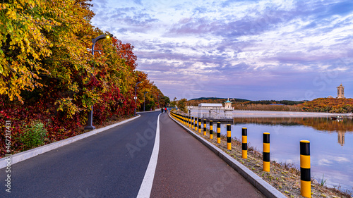 Autumn scenery of Jingyuetan National Forest Park, Changchun, China