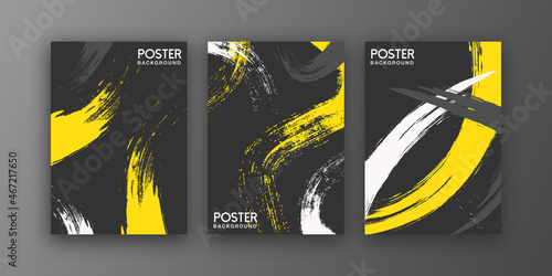 Abstract paint splatter brush poster background set. Artistic design perfect for flyer, book cover, backdrop, ads banner and social media post element