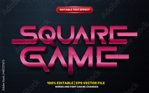 square game comic cartoon hero 3d editable text effect style