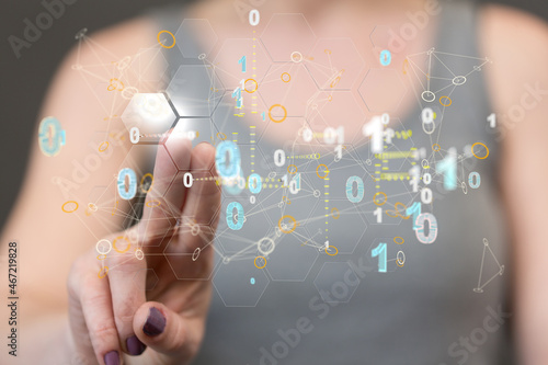 Digital technology background. Network connection dots and lines.