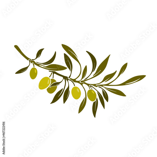 Olive antique symbol. Vector golden branch, leaves
