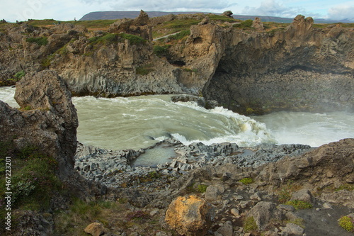 Waterfall Geitafoss on the river Skjalfandafljot in Iceland, Europe 