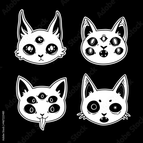 collection of cute and scary fantasy cats