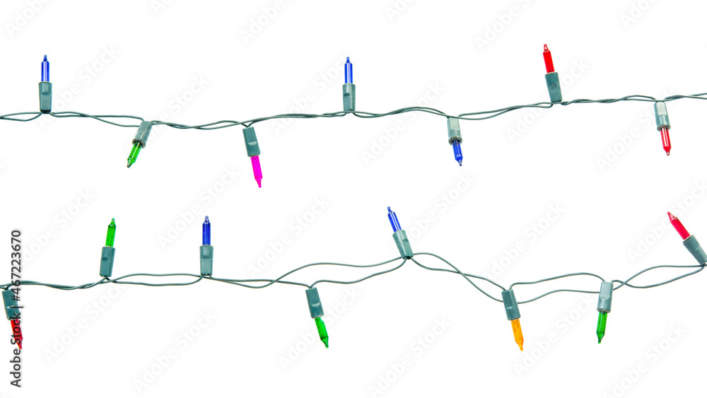 Christmas lights string isolated on white background with clipping path. Christmas lights string isolated on white background with clipping path.
