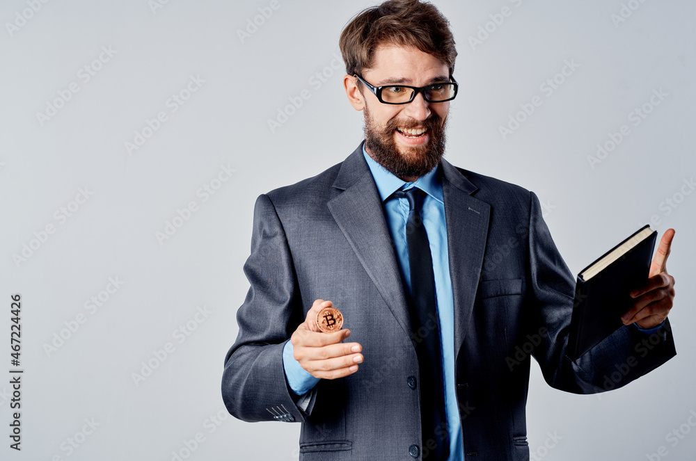 emotional man cryptocurrency in the hands of finance virtual money isolated background emotional man cryptocurrency in the hands of finance virtual money isolated background