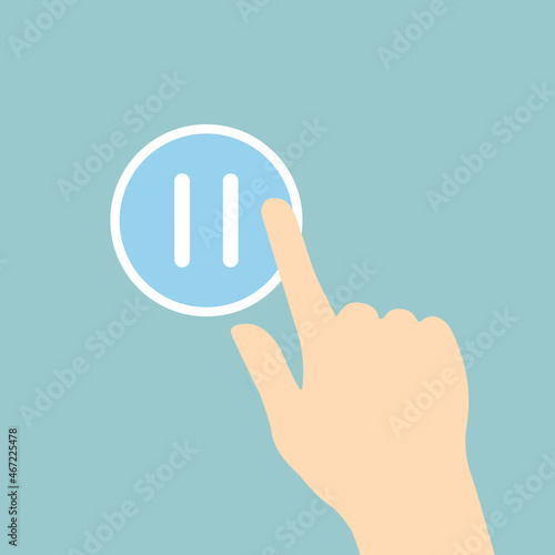 hand pressing pause icon- vector illustration