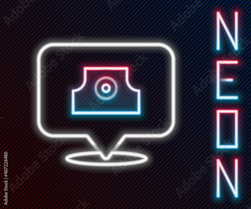Glowing neon line Spray can nozzle cap icon isolated on black background. Colorful outline concept. Vector