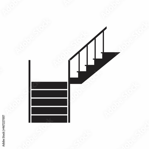 Black icon isolated on white background wooden staircase.